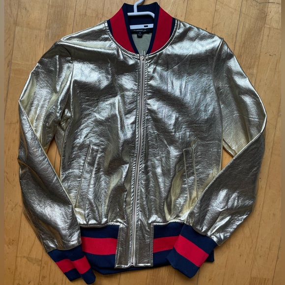 Gold Bomber Jacket - Fashion Nova - Size Small - Picture 3 of 4